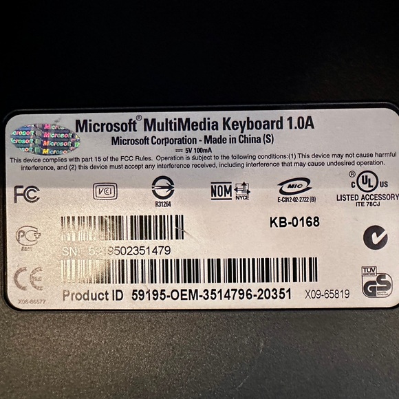 Microsoft multimedia keyboard 1.0A KB-0168 - Picture 2 of 6